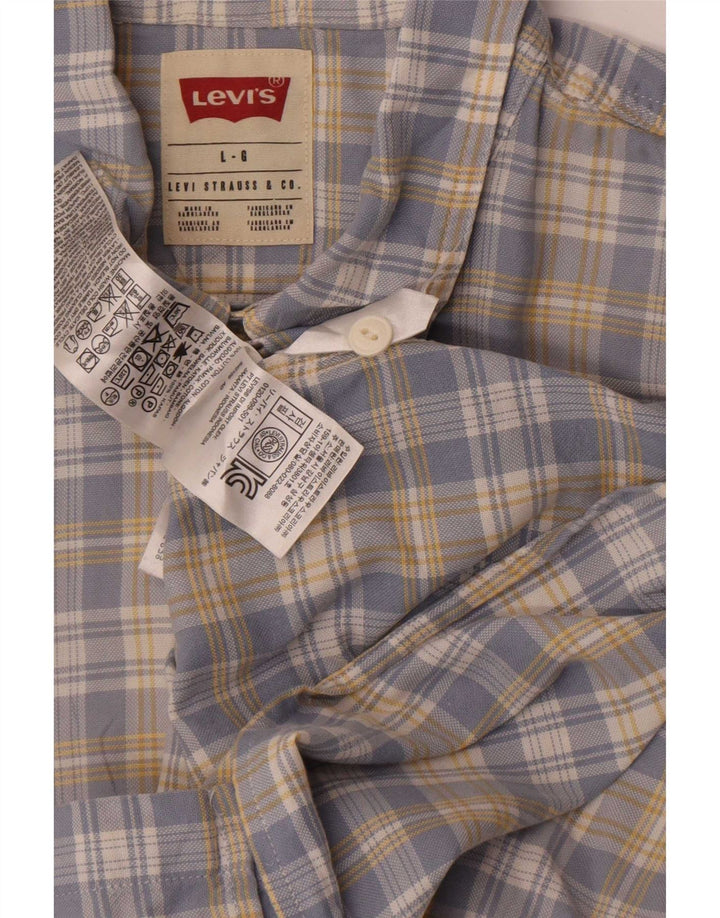 Levi's Mens Short Sleeve Shirt Large Blue Check Cotton