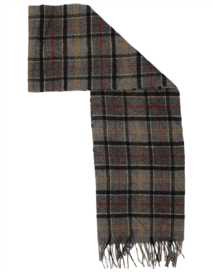 Barbour Mens Rectangle Scarf One Size Grey Plaid Lambswool Classic