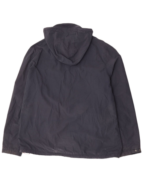 Fat Face Mens Hooded Rain Jacket UK 44 2XL Navy Blue Cotton