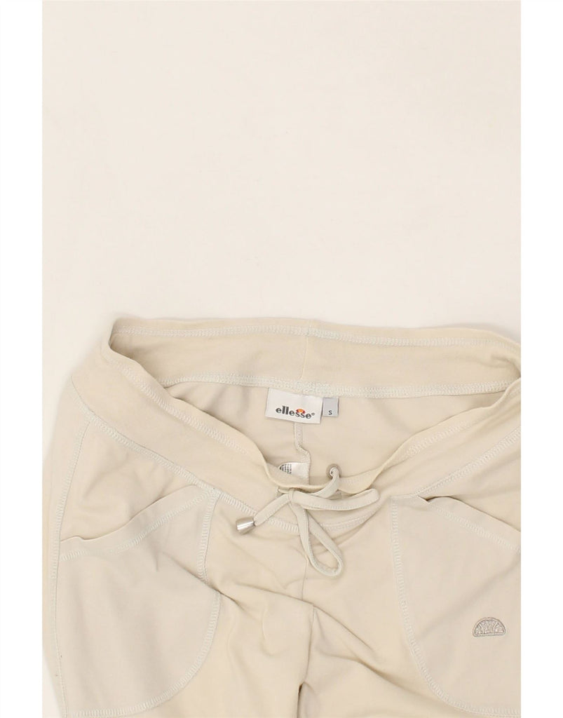ELLESSE Womens Tracksuit Trousers Joggers UK 8 Small Beige Cotton Vintage Ellesse and Second-Hand Ellesse from Messina Hembry 