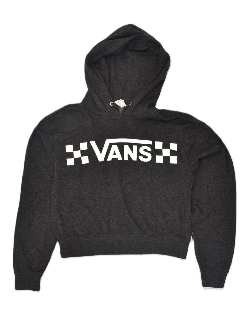 VANS Mens Crop Graphic Hoodie Jumper XS Black Cotton | Vintage Vans | Thrift | Second-Hand Vans | Used Clothing | Messina Hembry 