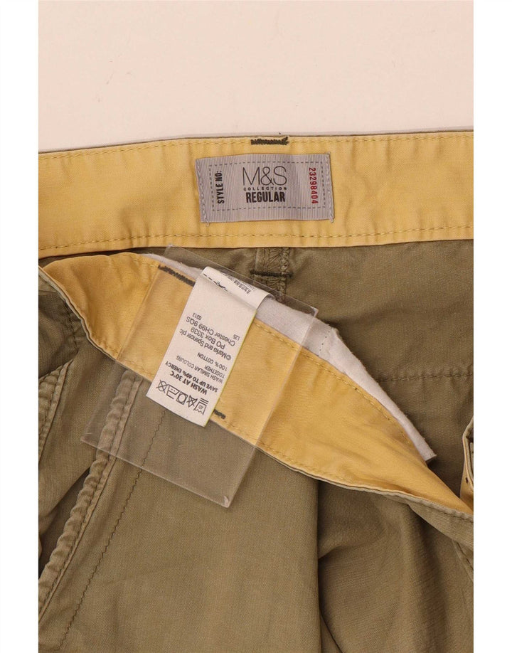 Marks & Spencer Mens Regular Fit Cargo Shorts W36 Large Khaki Cotton