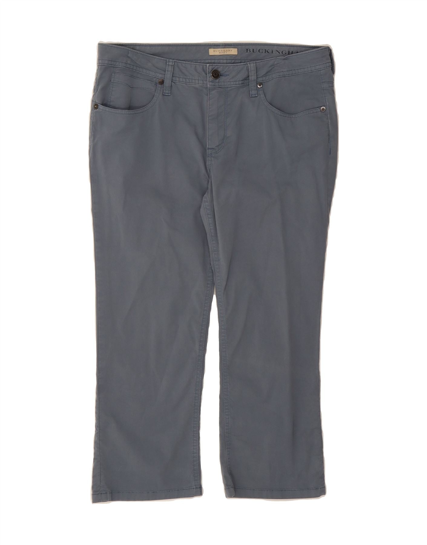 BURBERRY Womens Buckingham Straight Capri Trousers W32 L22 Blue