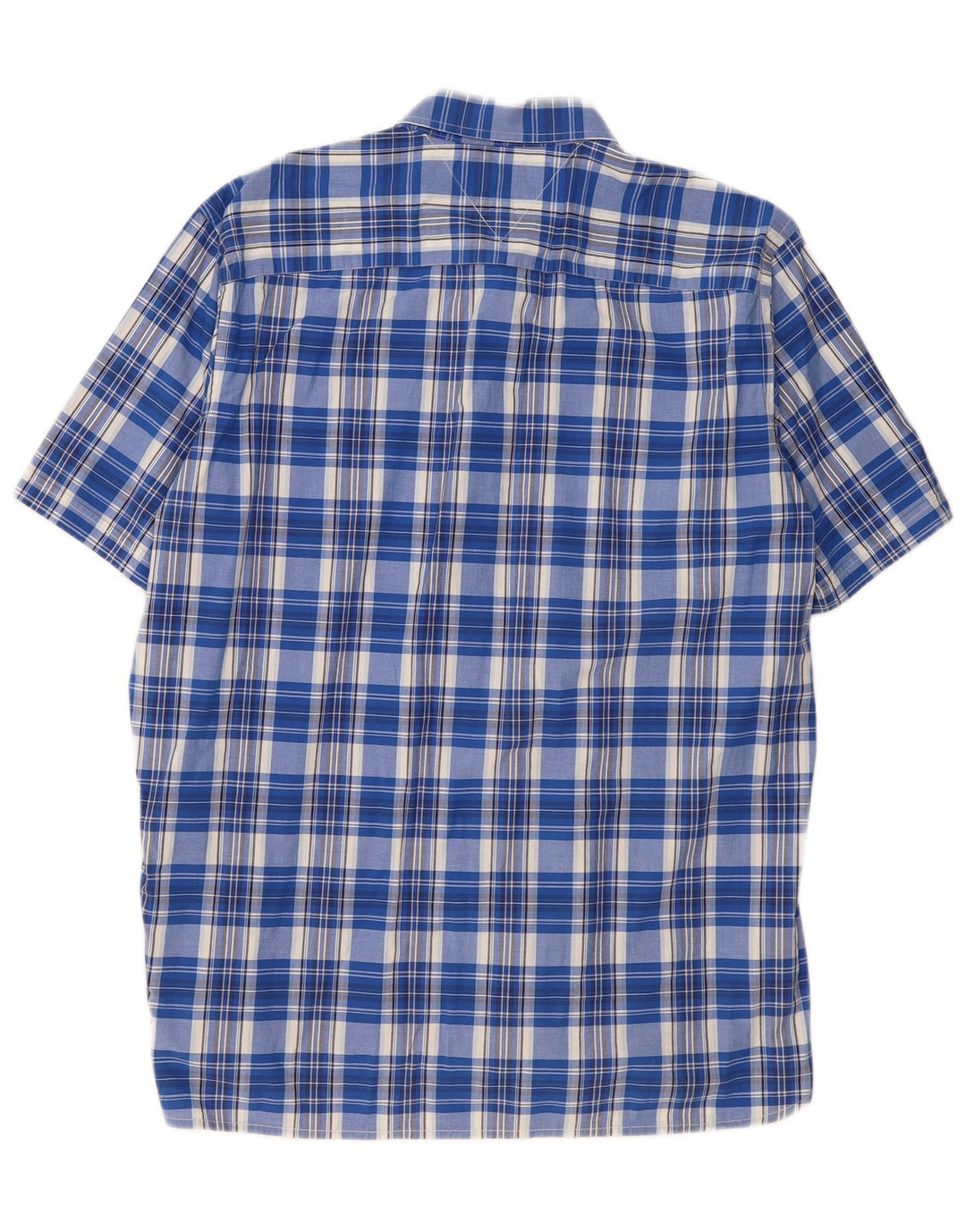 TOMMY HILFIGER Mens Short Sleeve Custom Fit Shirt XL Blue Check Cotton