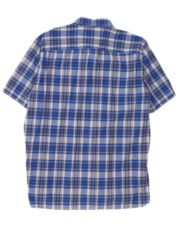 TOMMY HILFIGER Mens Short Sleeve Custom Fit Shirt XL Blue Check Cotton