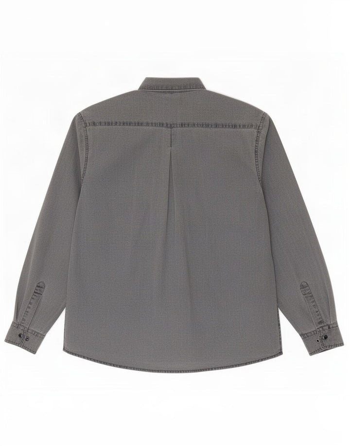 Vintage Mens Shirt Medium Grey Cotton