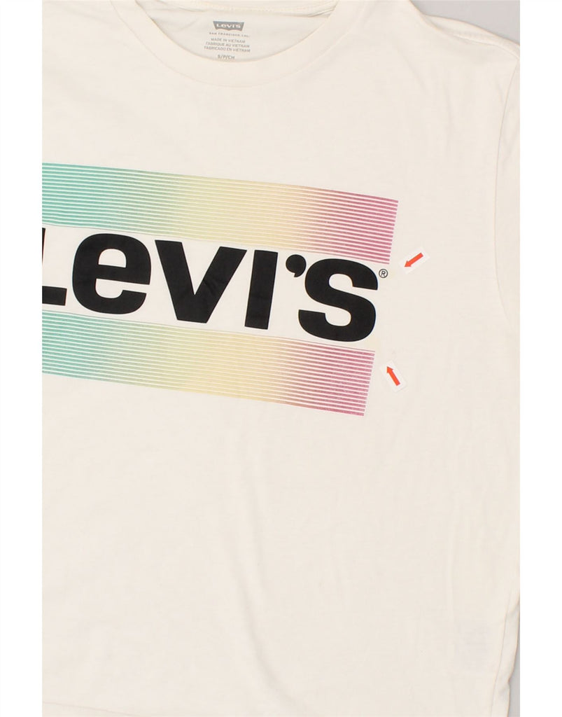 LEVI'S Womens Graphic T-Shirt Top UK 10 Small White Cotton | Vintage Levi's | Thrift | Second-Hand Levi's | Used Clothing | Messina Hembry 