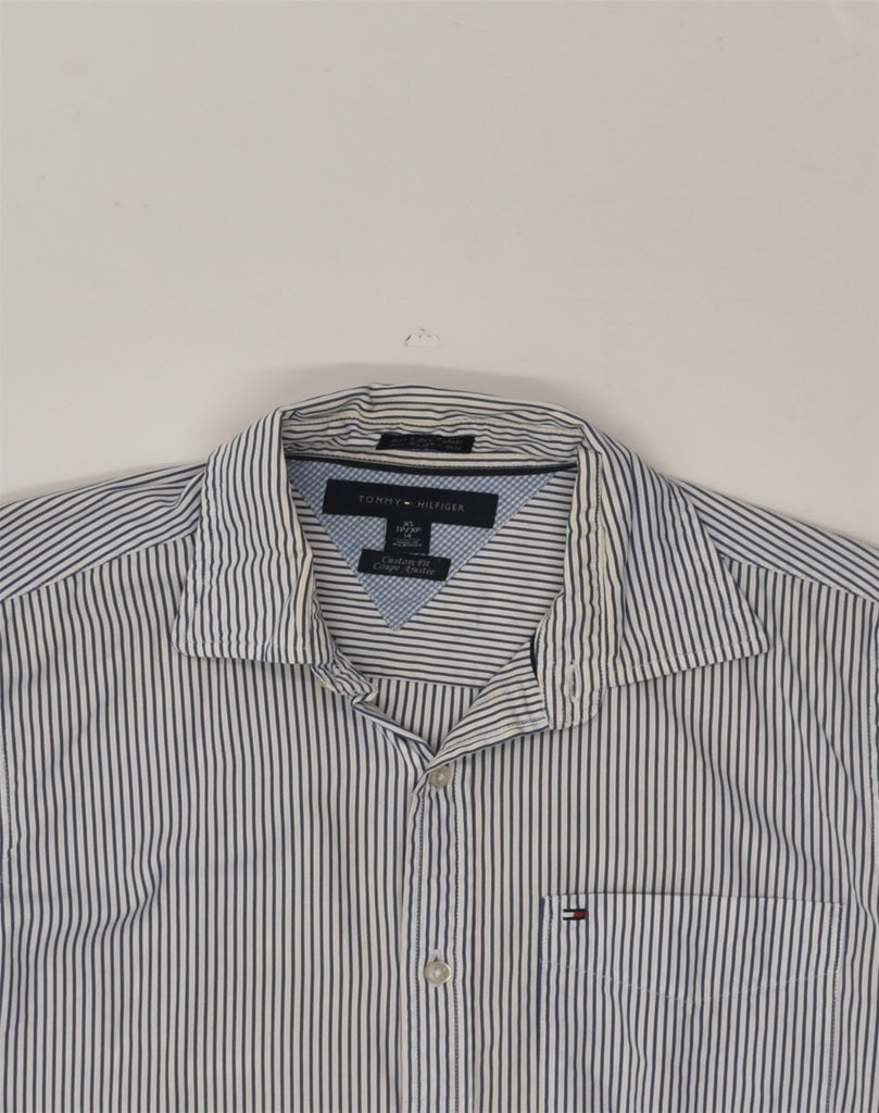 TOMMY HILFIGER Mens Custom Fit Shirt XS Navy Blue Pinstripe Cotton | Vintage Tommy Hilfiger | Thrift | Second-Hand Tommy Hilfiger | Used Clothing | Messina Hembry 