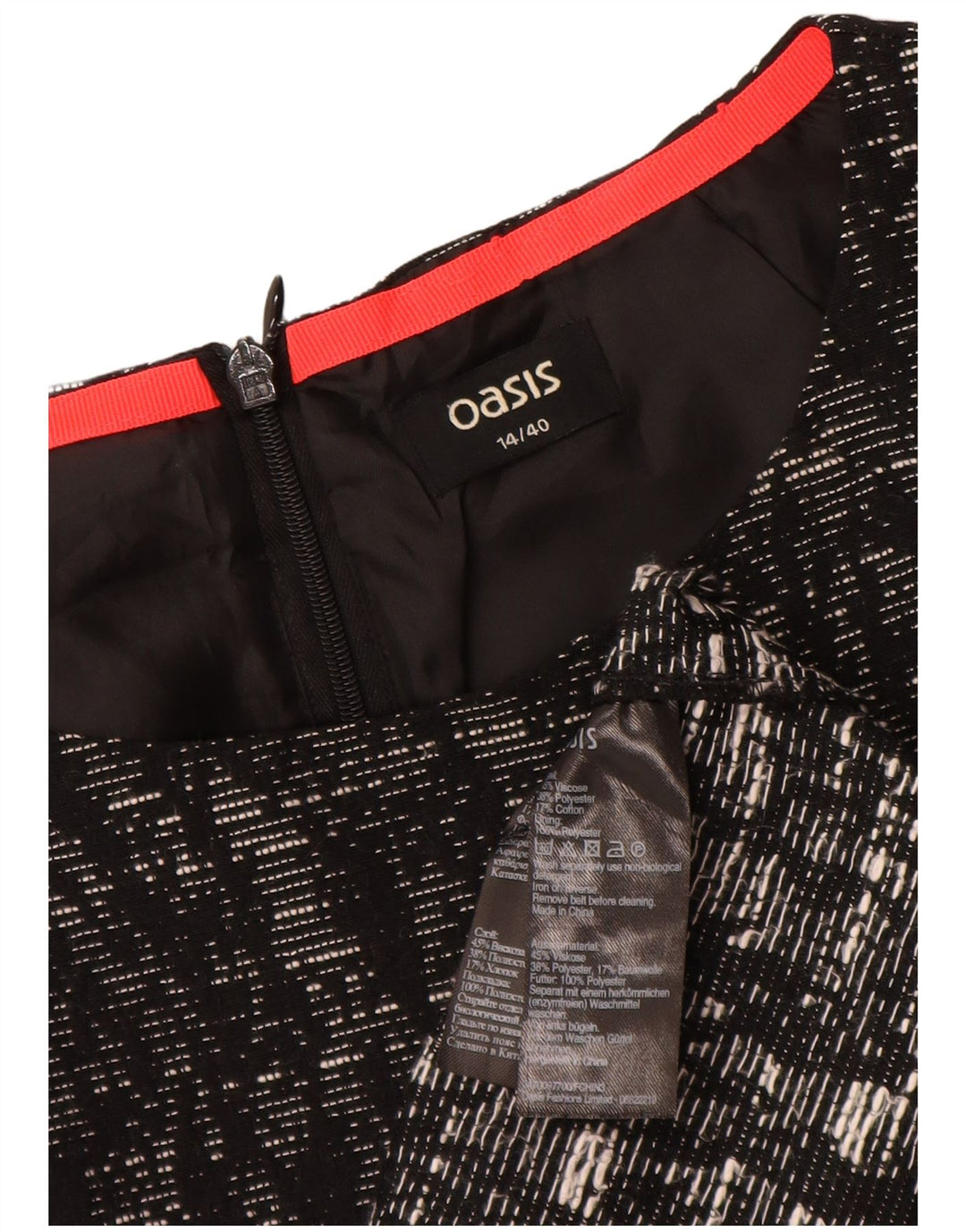 Oasis Womens A-Line Dress UK 14 Medium Black Flecked Viscose