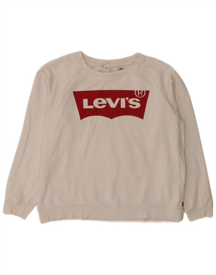 Levi's Womens Graphic Oversized Sweatshirt Jumper UK 16 Large White Cotton