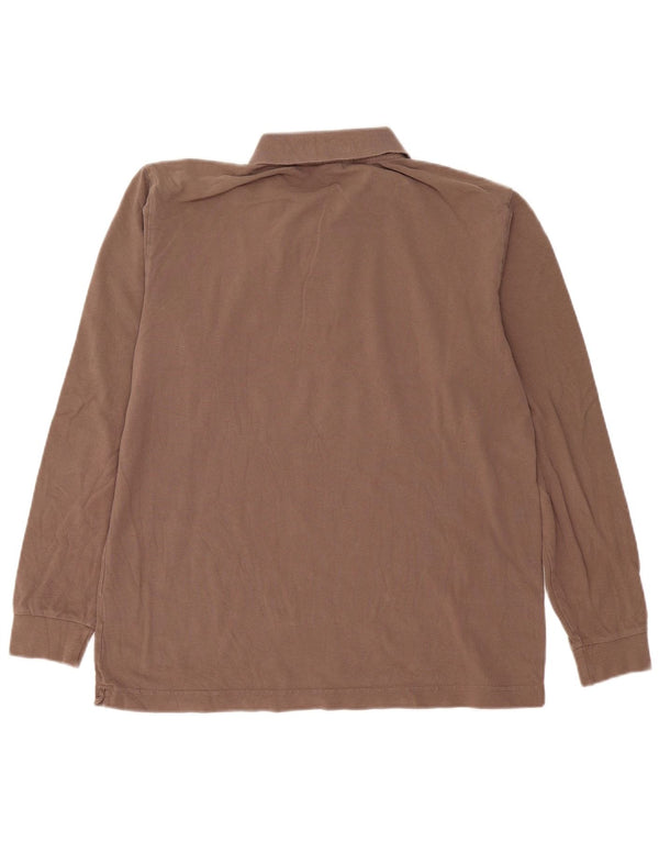 Kappa Mens Long Sleeve Polo Shirt Large Brown Cotton