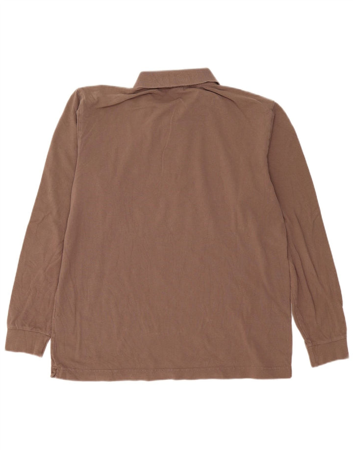 Kappa Mens Long Sleeve Polo Shirt Large Brown Cotton
