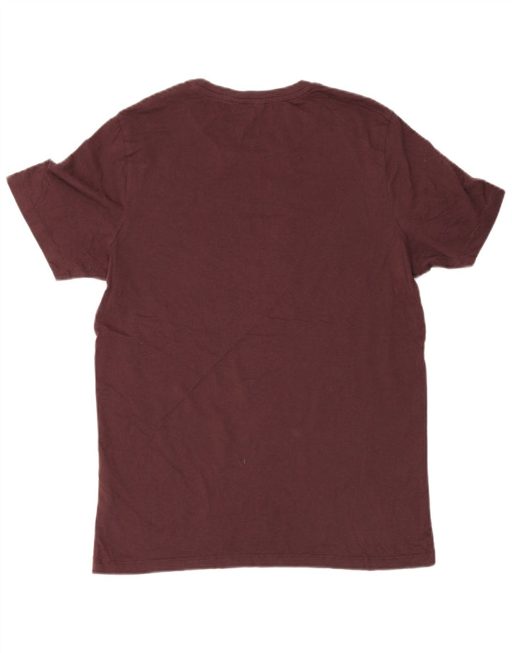 Jack & Jones Mens Graphic T-Shirt Top Medium Burgundy Cotton