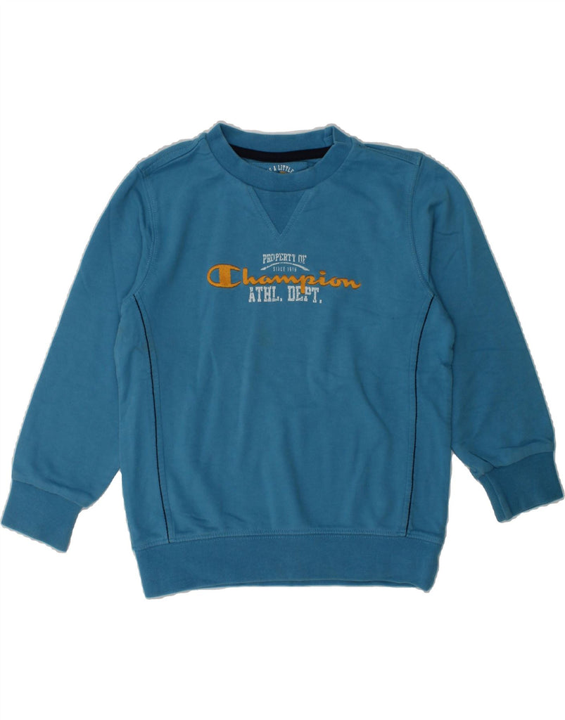 CHAMPION Boys Graphic Sweatshirt Jumper 3-4 Years 2XS  Blue Cotton | Vintage Champion | Thrift | Second-Hand Champion | Used Clothing | Messina Hembry 