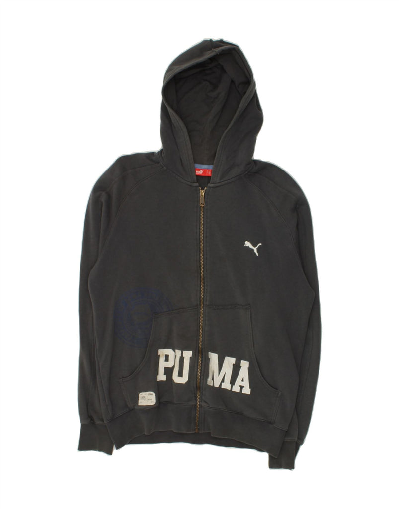 PUMA Mens Graphic Zip Hoodie Sweater Medium Grey | Vintage Puma | Thrift | Second-Hand Puma | Used Clothing | Messina Hembry 