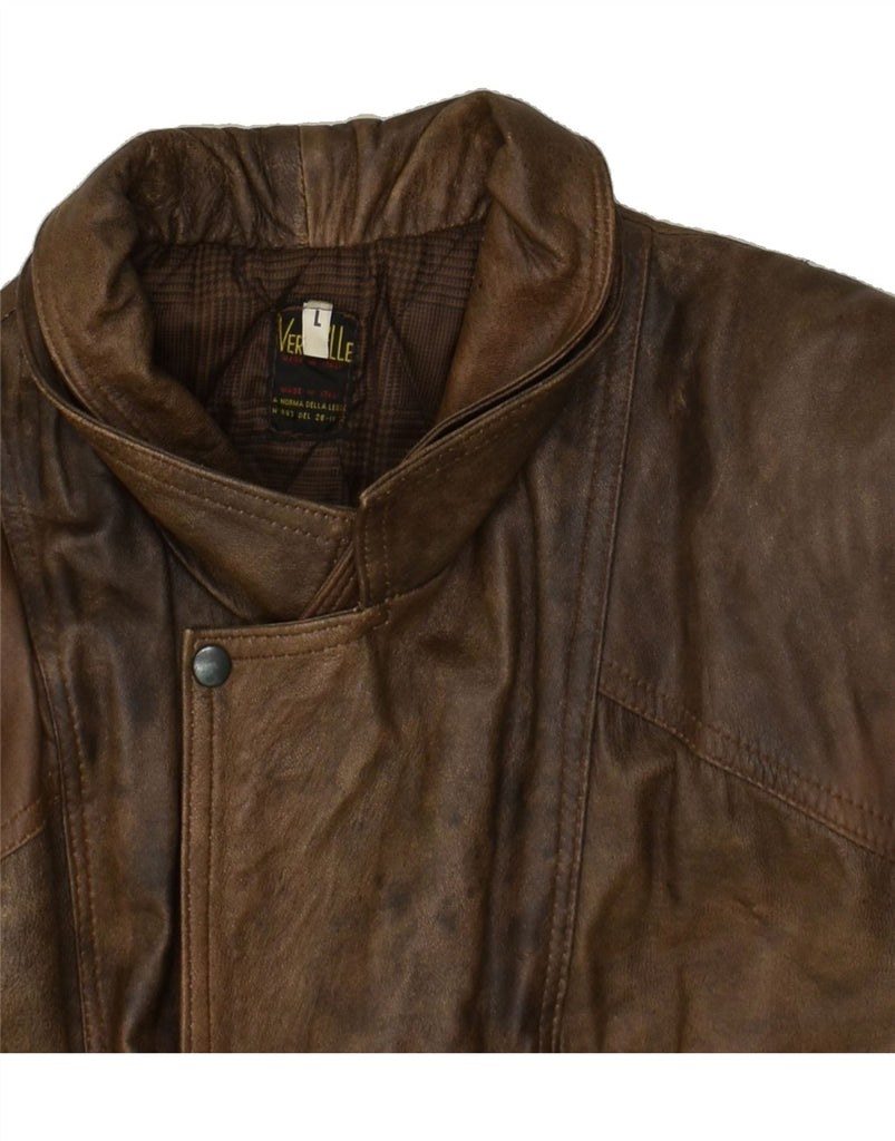 VINTAGE Mens Leather Jacket UK 40 Large Brown Leather Vintage Vintage and Second-Hand Vintage from Messina Hembry 