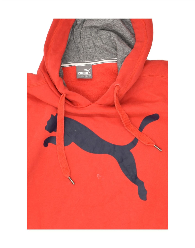 PUMA Mens Graphic Hoodie Jumper Large Red Cotton | Vintage Puma | Thrift | Second-Hand Puma | Used Clothing | Messina Hembry 