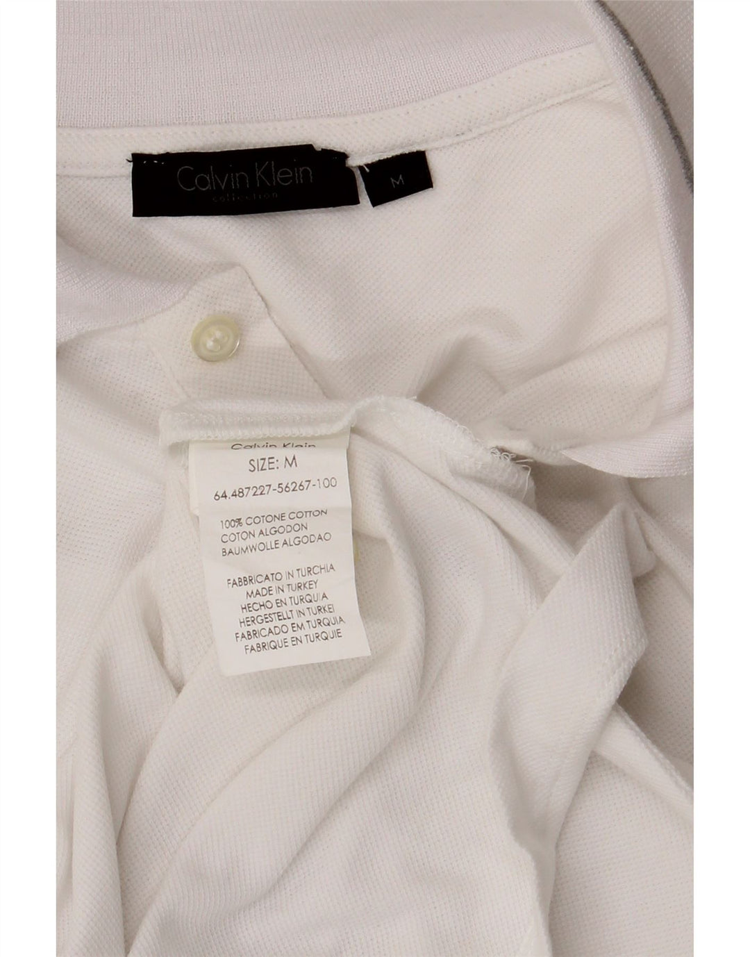 Calvin Klein Mens Long Sleeve Polo Shirt Medium White Cotton