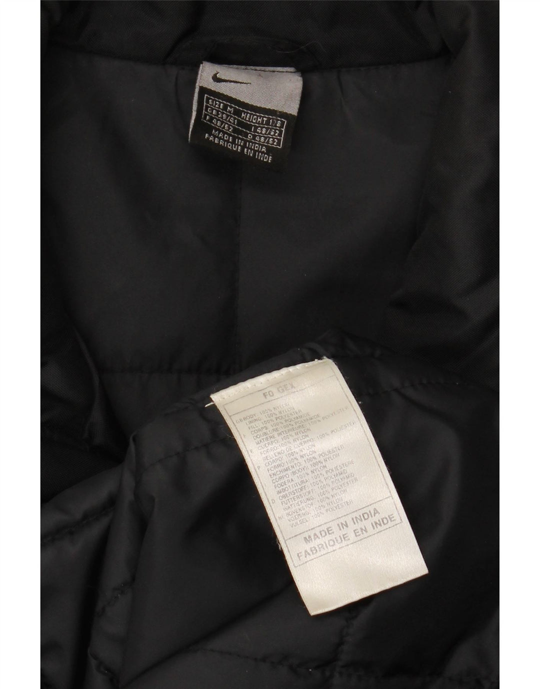 NIKE Mens Graphic Padded Jacket UK 39/41 Medium Black Nylon