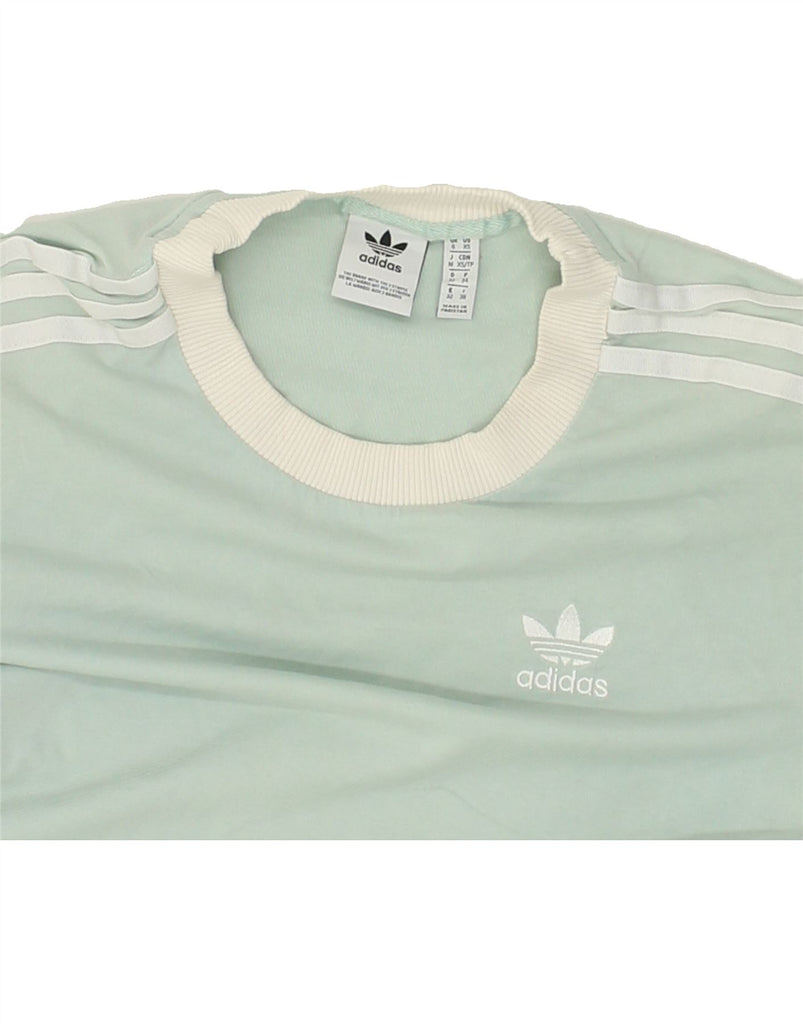 ADIDAS Womens Graphic T-Shirt Top UK 6 XS Green Cotton | Vintage Adidas | Thrift | Second-Hand Adidas | Used Clothing | Messina Hembry 