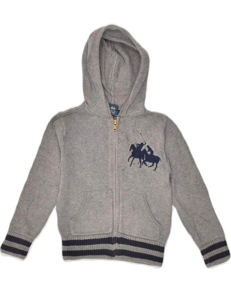 POLO RALPH LAUREN Boys Graphic Hooded Cardigan Sweater 3-4 Years Grey | Vintage Polo Ralph Lauren | Thrift | Second-Hand Polo Ralph Lauren | Used Clothing | Messina Hembry 