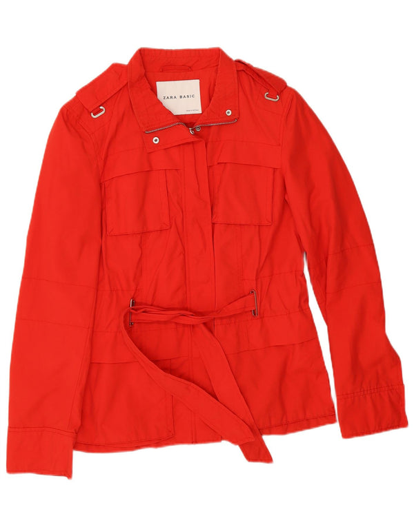 Zara Womens Military Utility Jacket UK 12 Medium Red Cotton
