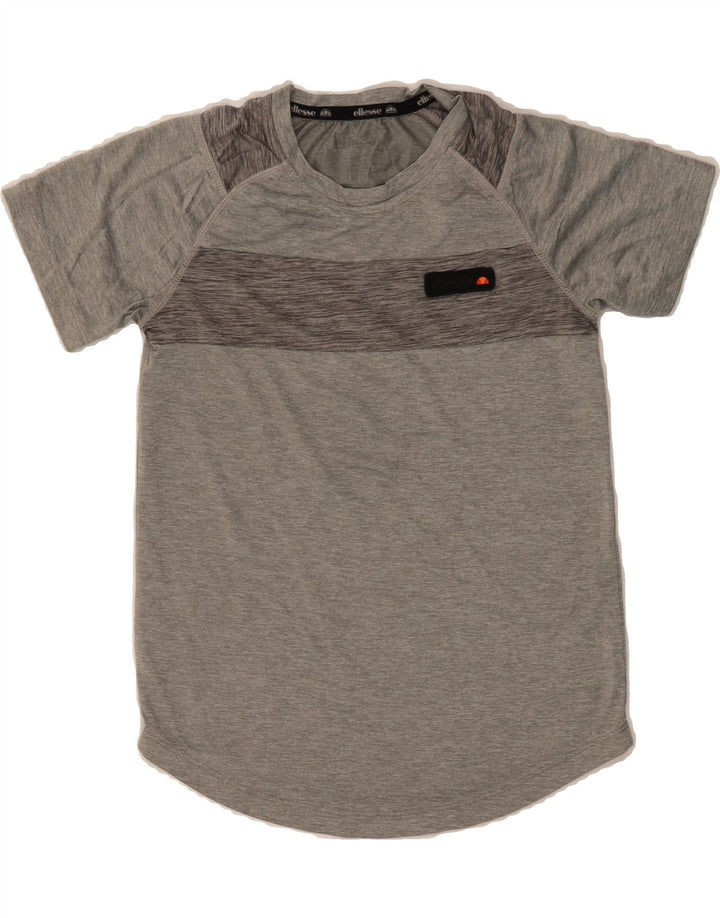 ELLESSE Boys T-Shirt Top 10-11 Years Medium Grey Colourblock Polyester Vintage Ellesse and Second-Hand Ellesse from Messina Hembry 