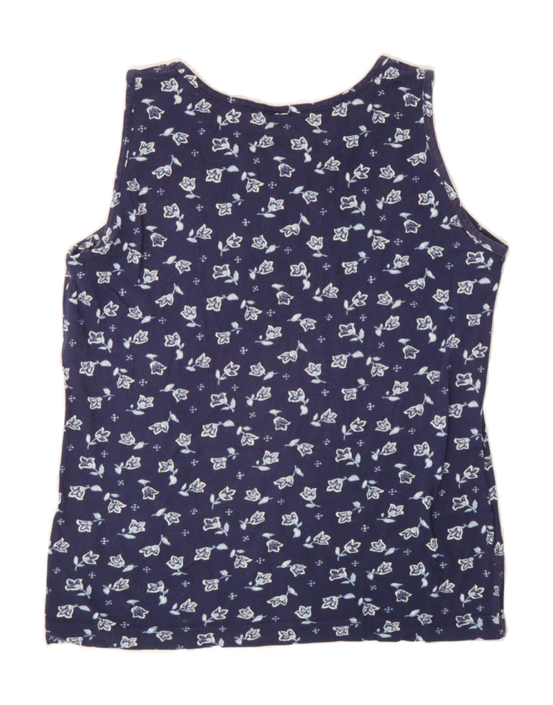 FILA Womens Vest Top IT 46 Large Navy Blue Floral Vintage Fila and Second-Hand Fila from Messina Hembry 