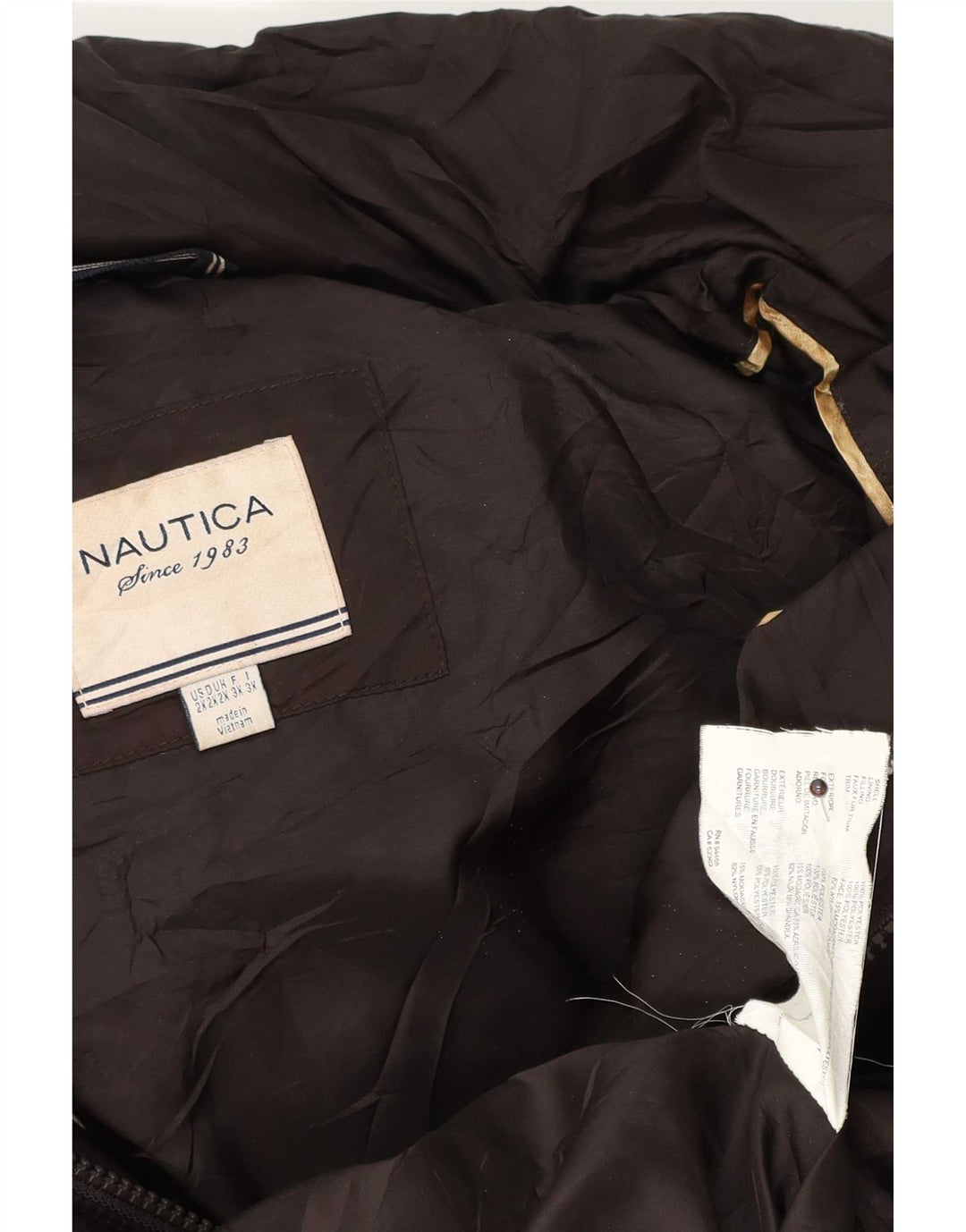 Nautica Womens Hooded Padded Jacket UK 20 2XL Brown Polyester
