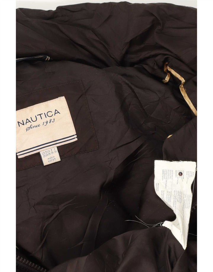 Nautica Womens Hooded Padded Jacket UK 20 2XL Brown Polyester