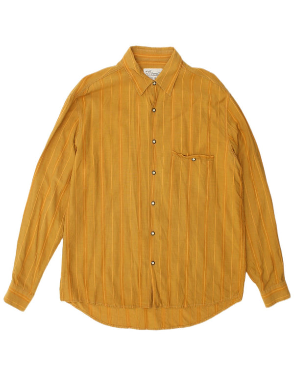 Vintage Mens Shirt Large Yellow Pinstripe