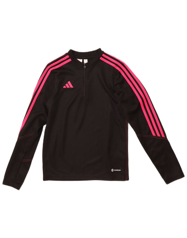 Adidas Girls Aeroready Zip Neck Pullover Tracksuit Top 11-12 Years Black