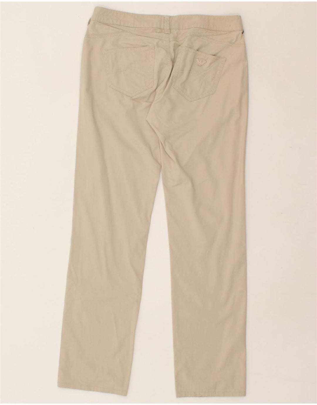 ARMANI Womens Straight Casual Trousers W29 L30 Beige Cotton Vintage Armani and Second-Hand Armani from Messina Hembry 