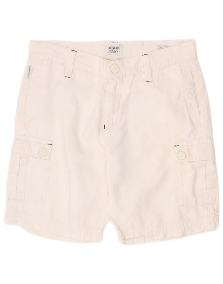 Armani Junior Boys Cargo Shorts 7-8 Years W24 White Cotton