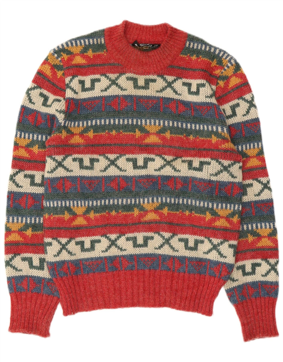 Geyer Womens Crew Neck Jumper Sweater IT 46 Large Red Geometric