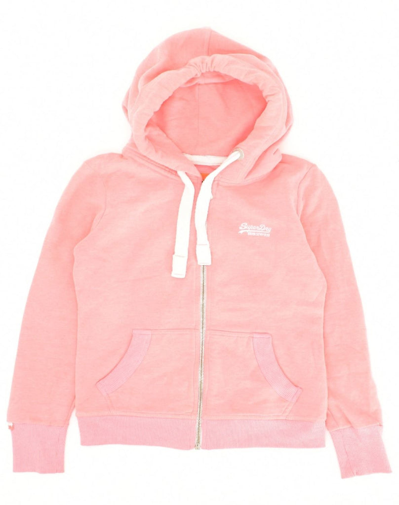 SUPERDRY Womens Zip Hoodie Sweater UK 6 XS Pink Cotton | Vintage Superdry | Thrift | Second-Hand Superdry | Used Clothing | Messina Hembry 