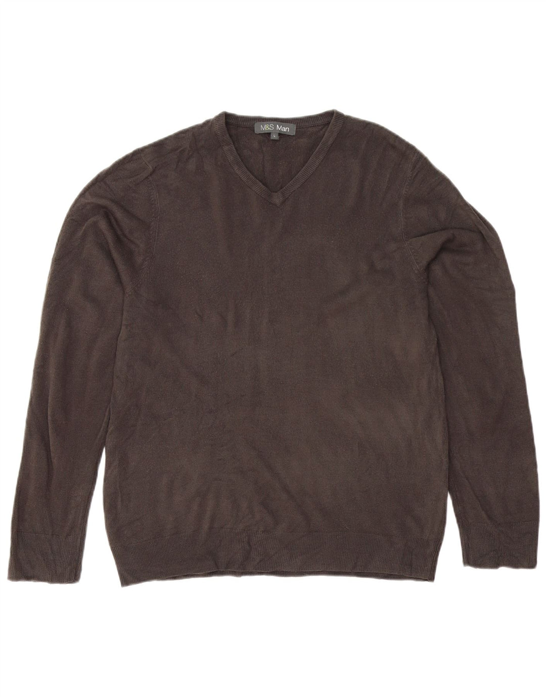 Marks & Spencer Mens V-Neck Jumper Sweater Large Grey Acrylic