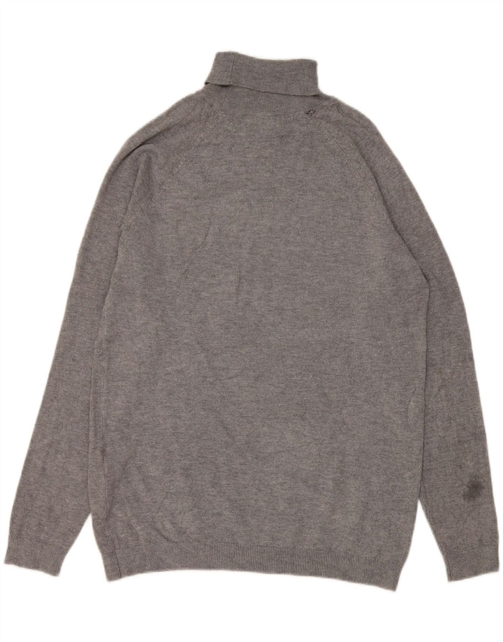 Zara Mens Roll Neck Jumper Sweater Medium Grey Viscose