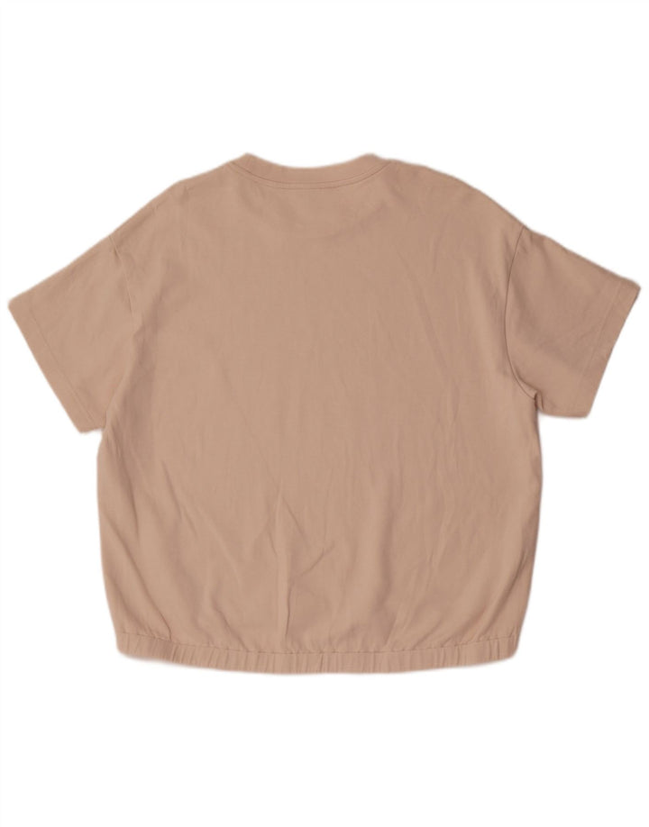 Massimo Dutti Womens T-Shirt Top UK 16 Large Beige Cotton
