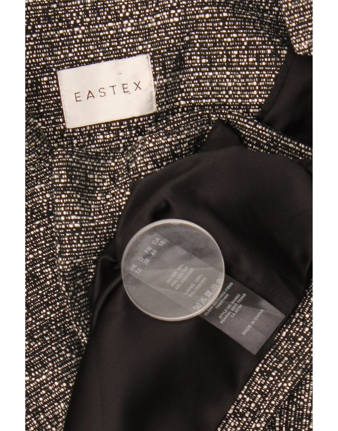 Eastex Womens 1 Button Blazer Jacket UK 12 Medium Grey Flecked Polyester