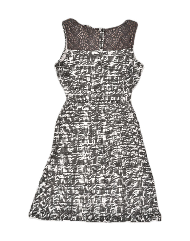 FAT FACE Womens Belted Sundress UK 10 Small Grey Geometric Cotton | Vintage Fat Face | Thrift | Second-Hand Fat Face | Used Clothing | Messina Hembry 