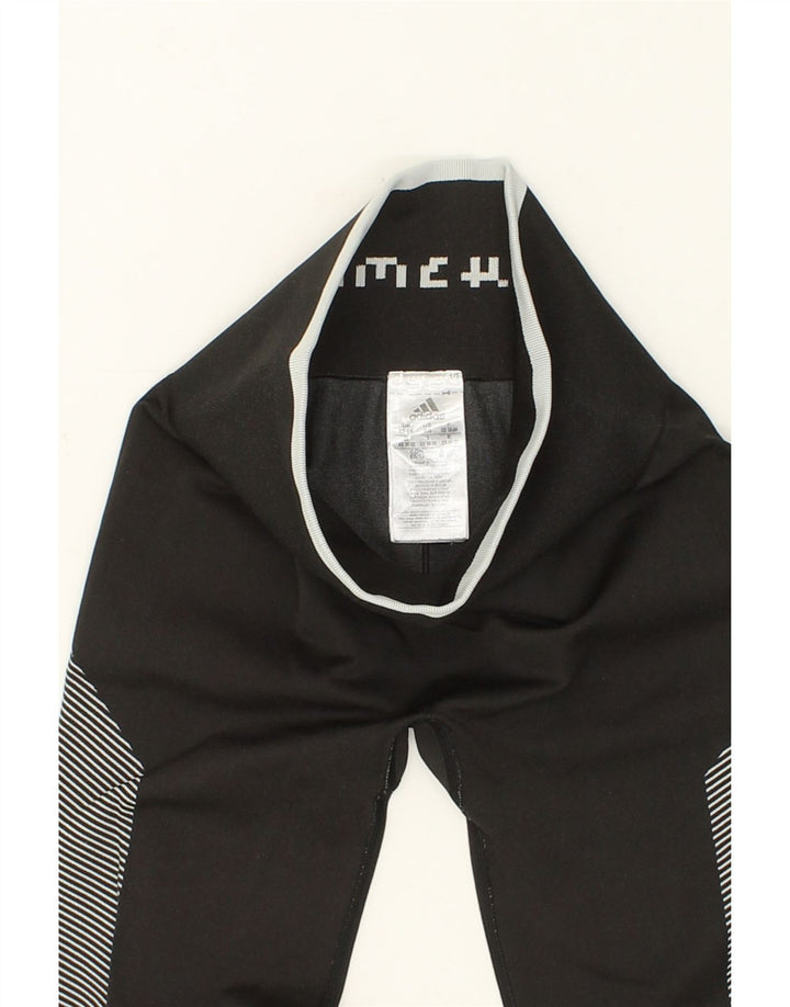 ADIDAS Womens Leggings UK 4/6 XS  Black Pinstripe Polyester Vintage Adidas and Second-Hand Adidas from Messina Hembry 