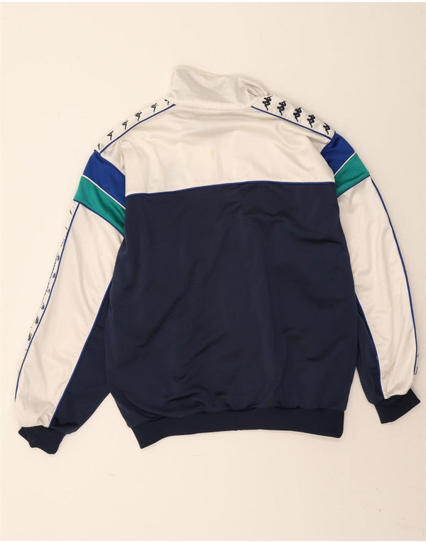 Kappa Mens Graphic Tracksuit Top Jacket Large Navy Blue Colourblock