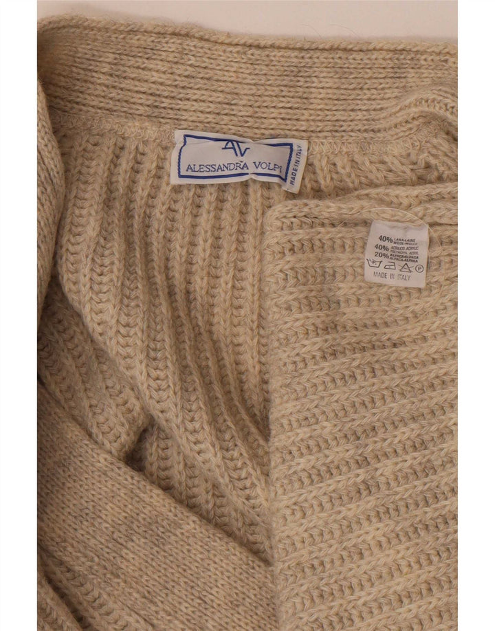 Vintage Mens Cardigan Sweater XL Beige Wool