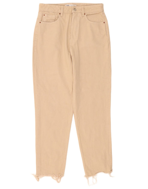 Zara Womens High Rise Tapered Jeans EU 40 Medium W30 L28 Beige Cotton