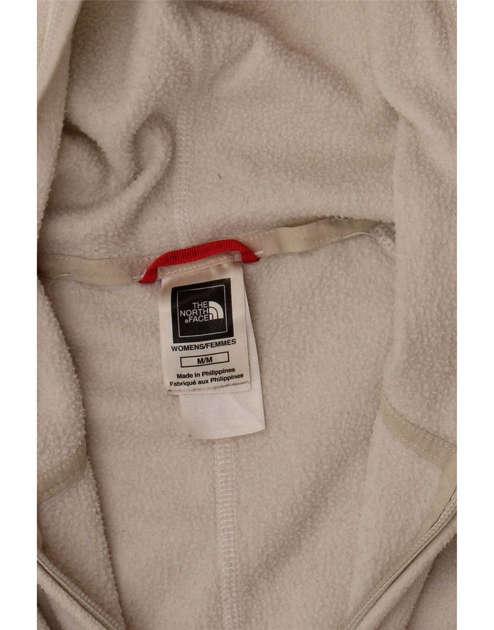 The North Face Womens Hooded Fleece Jacket UK 12 Medium Beige Polyester
