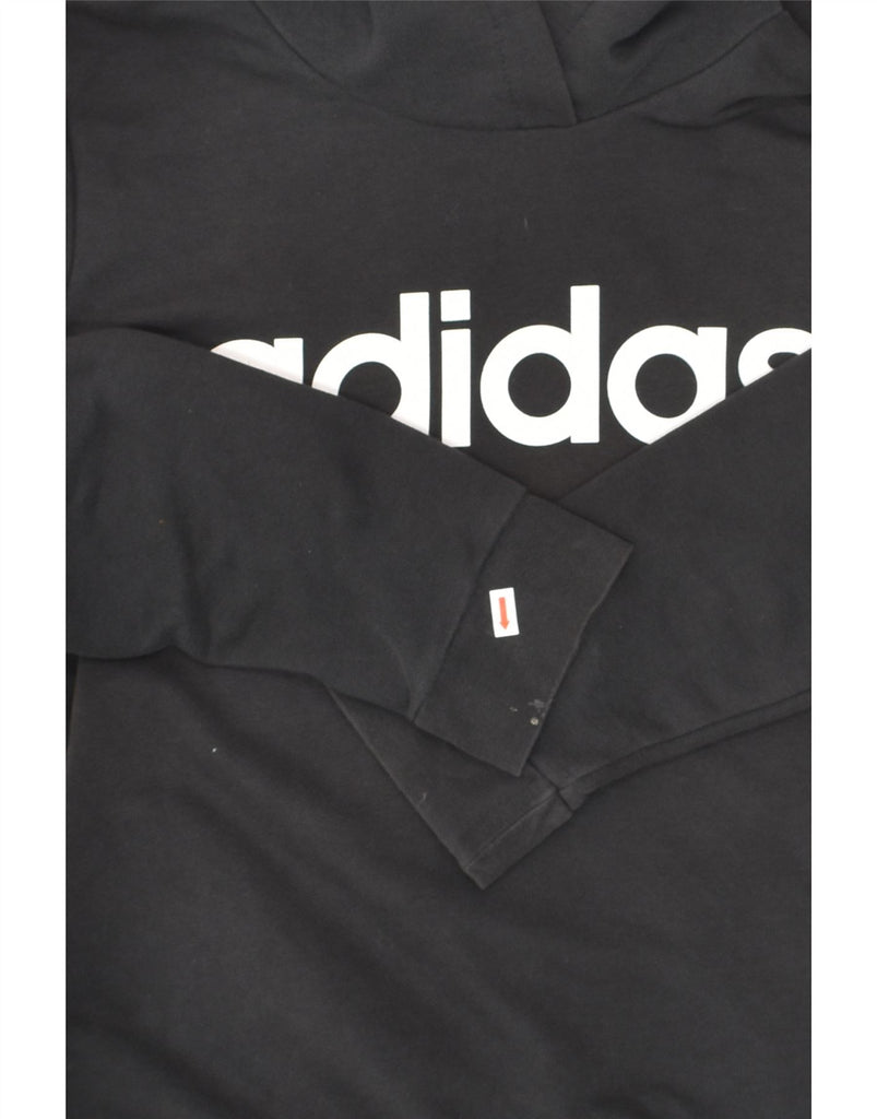 ADIDAS Womens Graphic Hoodie Jumper UK 16/18 Large Black Cotton | Vintage Adidas | Thrift | Second-Hand Adidas | Used Clothing | Messina Hembry 