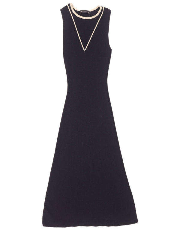 Marks & Spencer Womens Sleeveless Jumper Dress UK 10 Small Navy Blue