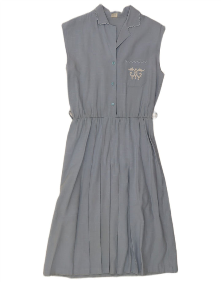 Vintage Womens Sleeveless A-Line Dress IT 44 Medium Blue Viscose