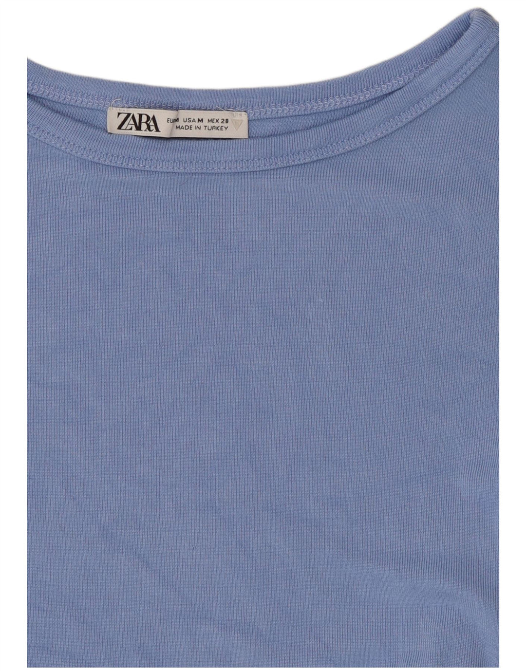 Zara Womens Crop T-Shirt Top UK 12 Medium Blue